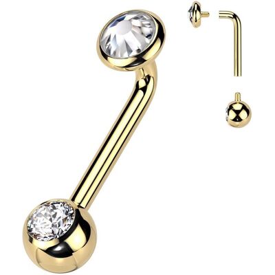 Zlacený christina piercing TITAN, čirý kamínek (1,6 x 10 mm) Zlacený christina piercing TITAN, čirý kamínek (1,6 x 10 mm)