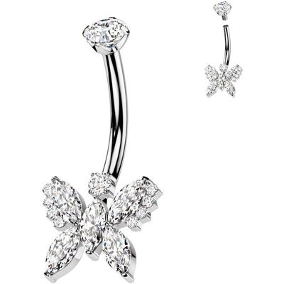 Piercing do pupíku motýl - TITAN, čirá barva Piercing do pupíku motýl - TITAN, čirá barva