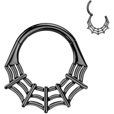 Černý segment kruh pavučina - helix / cartilage / tragus piercing TITAN (1,2 x 10 mm) Černý segment kruh pavučina - helix / cartilage / tragus piercing TITAN (1,2 x 10 mm)