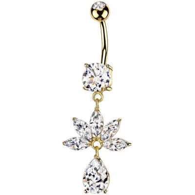 MARRE Zlacený visací piercing do pupíku MARRE Zlacený visací piercing do pupíku