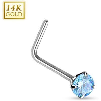 Zlatý piercing do nosu tyrkysový zirkon, Au 585/1000 Zlatý piercing do nosu tyrkysový zirkon, Au 585/1000