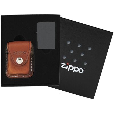ZIPPO dárková krabička s hnědou koženou kapsičkou na zapalovač ZIPPO dárková krabička s hnědou koženou kapsičkou na zapalovač