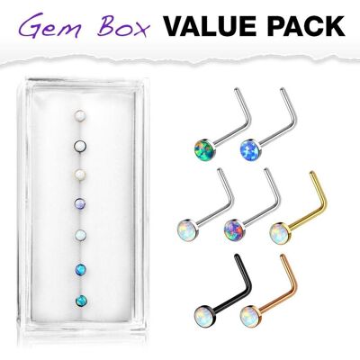 Sada 7mi piercingů do nosu s opálem Sada 7mi piercingů do nosu s opálem