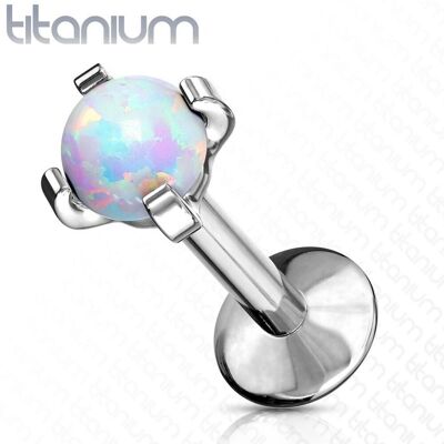 Piercing do brady - labreta titan, 1,2 x 8 mm, opál 3 mm Piercing do brady - labreta titan, 1,2 x 8 mm, opál 3 mm