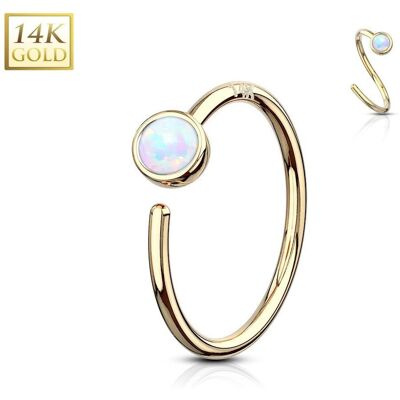 Zlatý piercing - kruh, bílý opál, Au 585/1000 Zlatý piercing - kruh, bílý opál, Au 585/1000