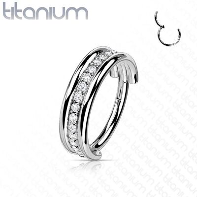Segment kruh - helix / cartilage / tragus piercing TITAN, čiré zirkony (1,2 x 10 mm) Segment kruh - helix / cartilage / tragus piercing TITAN, čiré zirkony (1,2 x 10 mm)