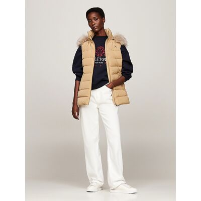Tommy Hilfiger dámská hnědá péřová vesta XL Tommy Hilfiger dámská hnědá péřová vesta XL