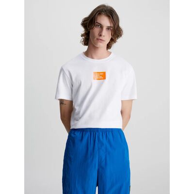 Calvin Klein pánské bílé tričko COLORED ADDRESS SMALL BOX L Calvin Klein pánské bílé tričko COLORED ADDRESS SMALL BOX L