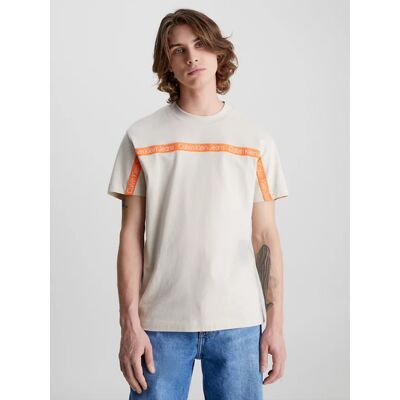 Calvin Klein pánské béžové tričko LOGO TAPE XXL Calvin Klein pánské béžové tričko LOGO TAPE XXL