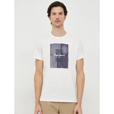 Pepe Jeans pánské krémové tričko M Pepe Jeans pánské krémové tričko M