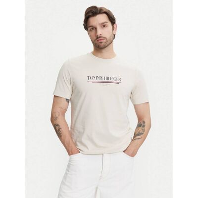 Tommy Hilfiger pánské béžové tričko Brand XL Tommy Hilfiger pánské béžové tričko Brand XL