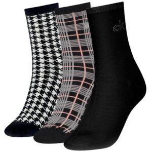 Calvin Klein dámské vzorované ponožky 3 pack Černá 999 Calvin Klein dámské vzorované ponožky 3 pack Černá 999