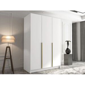 MUEBLES Atlanta 205 Bílý zlatý skříň s panty - Úložný nábytek MUEBLES Atlanta 205 Bílý zlatý skříň s panty - Úložný nábytek