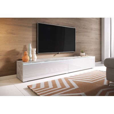 TV stolek CERIEE 180 - beton / bílá lesklá TV stolek CERIEE 180 - beton / bílá lesklá