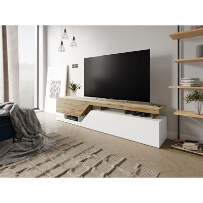 Stolní skříňka TV Comfivo AC104 - Wotan dub Bílá - Na stěnu - 200x47x35cm Stolní skříňka TV Comfivo AC104 - Wotan dub Bílá - Na stěnu - 200x47x35cm