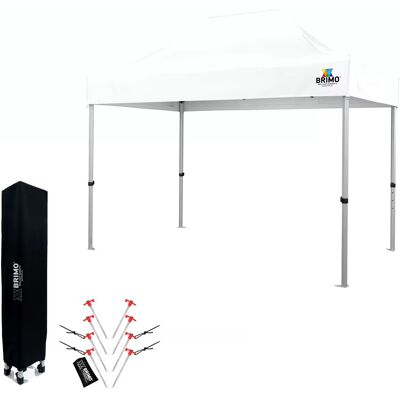 BRIMO Nůžkový stan 2×3 m hliníkový bez stěn Rychlá montáž a pevný lehký rám - bez 3 stěn - Bílá 70% polyester, 30% PVC BRIMO Nůžkový stan 2×3 m hliníkový bez stěn Rychlá montáž a pevný lehký rám - bez 3 stěn - Bílá 70% polyester, 30% PVC