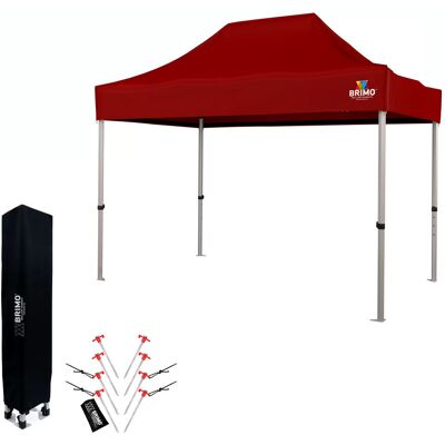 BRIMO Nůžkový stan 2×3 m hliníkový bez stěn Rychlá montáž a pevný lehký rám - bez 3 stěn - Červená 70% polyester, 30% PVC BRIMO Nůžkový stan 2×3 m hliníkový bez stěn Rychlá montáž a pevný lehký rám - bez 3 stěn - Červená 70% polyester, 30% PVC