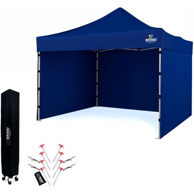 BRIMO Skládací altán 3x3m na Oslavy: Nepromokavá Ochrana a Bleskové Složení - s 3 stěnami - Modrá 70% polyester, 30% PVC BRIMO Skládací altán 3x3m na Oslavy: Nepromokavá Ochrana a Bleskové Složení - s 3 stěnami - Modrá 70% polyester, 30% PVC