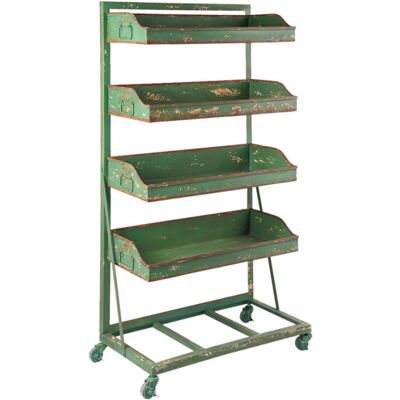Clayre & Eef Zelený kovový regál s boxy na kolečkách Norwegian – 71x40x133 cm Clayre & Eef Zelený kovový regál s boxy na kolečkách Norwegian – 71x40x133 cm