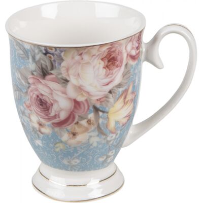 Clayre & Eef Porcelánový hrnek se zlatou linkou Peony Rosé – 300 ml Clayre & Eef Porcelánový hrnek se zlatou linkou Peony Rosé – 300 ml