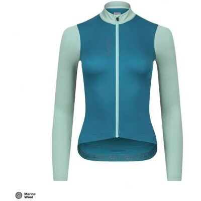W Cyklodres ISADORE Patchwork Thermal Long Sleeve Jersey Blue Coral / Creme de Menthe L W Cyklodres ISADORE Patchwork Thermal Long Sleeve Jersey Blue Coral / Creme de Menthe L
