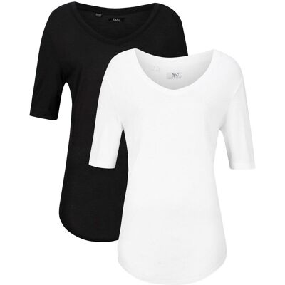bonprix Dlouhé tričko z jemné viskózy (2 ks v balení) - Žena - 48/50 (XL) bonprix Dlouhé tričko z jemné viskózy (2 ks v balení) - Žena - 48/50 (XL)