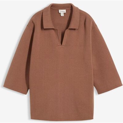 bonprix Pletené pólo tričko z bavlněné směsi - Žena - 52/54 (XXL) bonprix Pletené pólo tričko z bavlněné směsi - Žena - 52/54 (XXL)