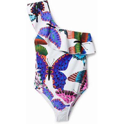 Desigual, Asymetrické plavky s motýly, BíLá, XS Desigual, Asymetrické plavky s motýly, BíLá, XS