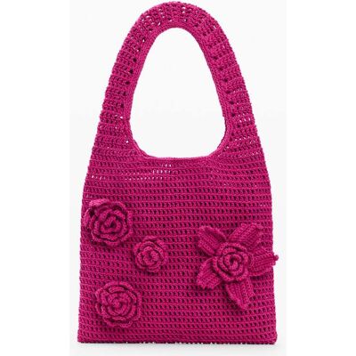 Desigual, Háčkovaná taška s květinami, DáMske, Bavlna, ČErvená, U Desigual, Háčkovaná taška s květinami, DáMske, Bavlna, ČErvená, U
