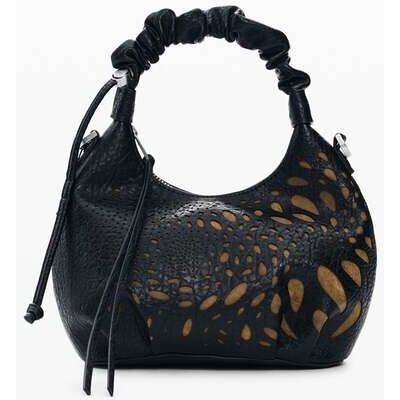 Desigual, Malá děrovaná kabelka, DáMske, Polyurethane, ČErná, U Desigual, Malá děrovaná kabelka, DáMske, Polyurethane, ČErná, U