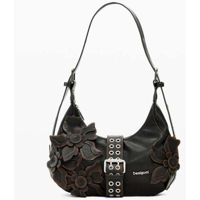 Desigual, malá kabelka s květinovými aplikacemi, DáMske, Polyurethane, HněDá, U Desigual, malá kabelka s květinovými aplikacemi, DáMske, Polyurethane, HněDá, U