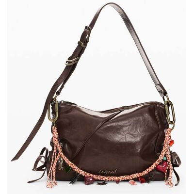 Desigual, Střední crossbody kabelka, DáMske, Polyurethane, HněDá, U Desigual, Střední crossbody kabelka, DáMske, Polyurethane, HněDá, U