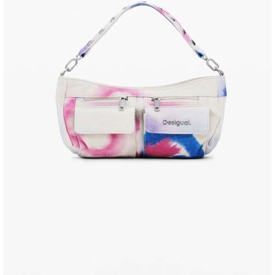 Desigual, Malá crossbody taška s kapsami, Bavlna, BíLá, U Desigual, Malá crossbody taška s kapsami, Bavlna, BíLá, U