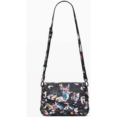 Desigual, Malá pletená květinová kabelka, DáMske, Polyurethane, ČErná, U Desigual, Malá pletená květinová kabelka, DáMske, Polyurethane, ČErná, U