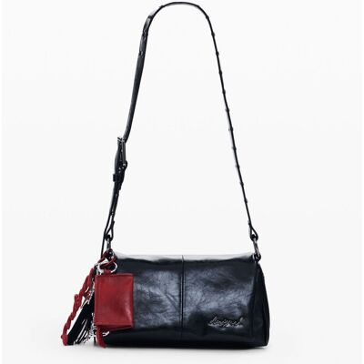 Desigual, Malá lesklá crossbody taška, DáMske, Polyurethane, ČErná, U Desigual, Malá lesklá crossbody taška, DáMske, Polyurethane, ČErná, U