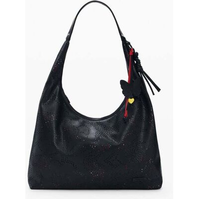 Desigual, Střední děrovaná kabelka s motivem motýla, DáMske, Polyurethane, ČErná, U Desigual, Střední děrovaná kabelka s motivem motýla, DáMske, Polyurethane, ČErná, U