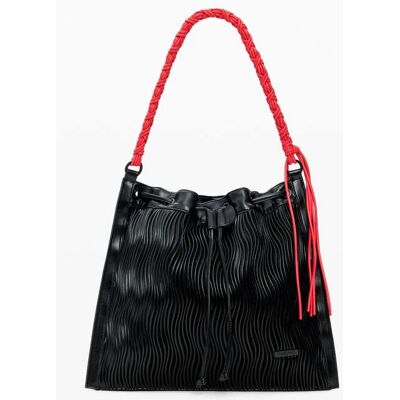 Desigual, střední batoh s reliéfem, DáMske, Polyurethane, ČErná, U Desigual, střední batoh s reliéfem, DáMske, Polyurethane, ČErná, U