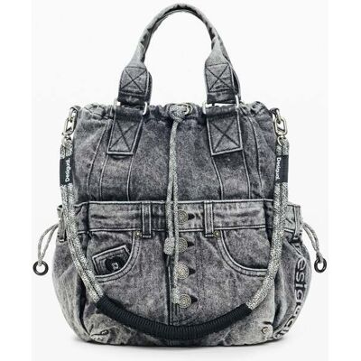 Desigual, střední vícepolohový denim batoh, ČErná, U Desigual, střední vícepolohový denim batoh, ČErná, U