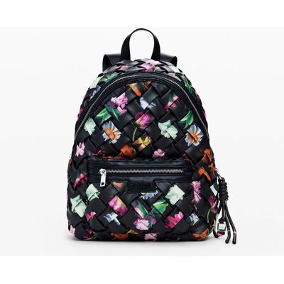 Desigual, Malý pletený batoh s květinami, Polyurethane, ČErná, U Desigual, Malý pletený batoh s květinami, Polyurethane, ČErná, U