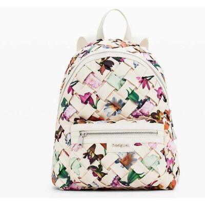 Desigual, Malý květinový batoh, Polyurethane, BíLá, U Desigual, Malý květinový batoh, Polyurethane, BíLá, U