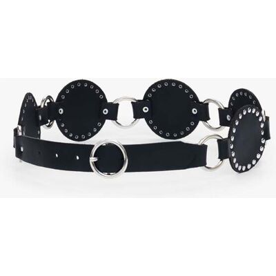 Desigual, Článkový kožený pásek, Cow Leather, ČErná, 95 Desigual, Článkový kožený pásek, Cow Leather, ČErná, 95