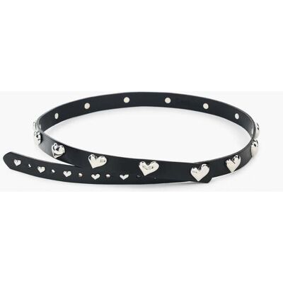 Desigual, Kožený pásek srdce, Cow Leather, ČErná, 90 Desigual, Kožený pásek srdce, Cow Leather, ČErná, 90
