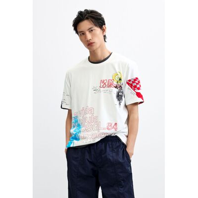 Desigual, Tričko s grafickým potiskem, PáNské, Bavlna, BíLá, XL Desigual, Tričko s grafickým potiskem, PáNské, Bavlna, BíLá, XL