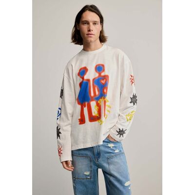 Desigual, tištěné bavlněné tričko, PáNské, Bavlna, BíLá, L Desigual, tištěné bavlněné tričko, PáNské, Bavlna, BíLá, L