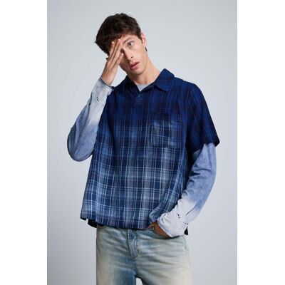 Desigual, Polo tričko s kostkovaným vzorem, PáNské, Bavlna, Modrá, L Desigual, Polo tričko s kostkovaným vzorem, PáNské, Bavlna, Modrá, L