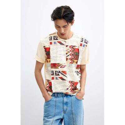 Desigual, Tričko s etnickým vzorem, PáNské, Bavlna, BíLá, M Desigual, Tričko s etnickým vzorem, PáNské, Bavlna, BíLá, M