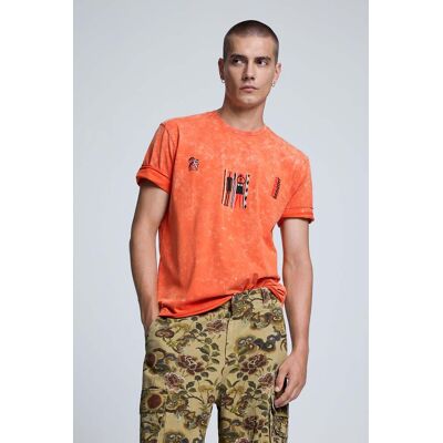 Desigual, Potiskané tričko, PáNské, Bavlna, OranžOvá, XL Desigual, Potiskané tričko, PáNské, Bavlna, OranžOvá, XL