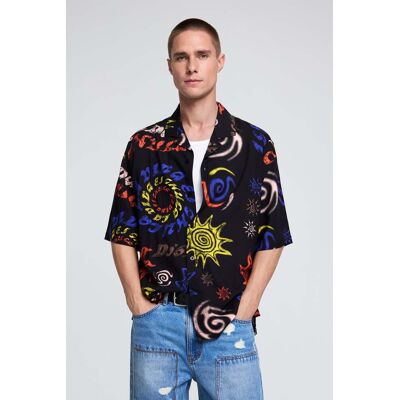 Desigual, Tribal vzorovaná košile, PáNské, Bavlna, Modrá, XL Desigual, Tribal vzorovaná košile, PáNské, Bavlna, Modrá, XL