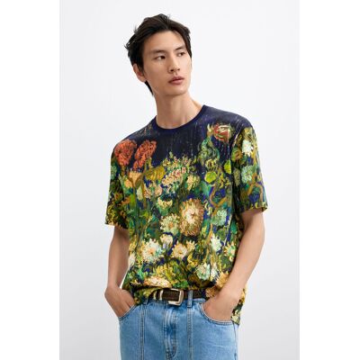 Desigual, Tričko s potiskem zátiší, PáNské, Bavlna, Modrá, XL Desigual, Tričko s potiskem zátiší, PáNské, Bavlna, Modrá, XL