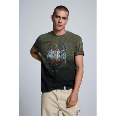 Desigual, Potiskané tričko 100% bavlna, PáNské, Bavlna, Zelená, M Desigual, Potiskané tričko 100% bavlna, PáNské, Bavlna, Zelená, M